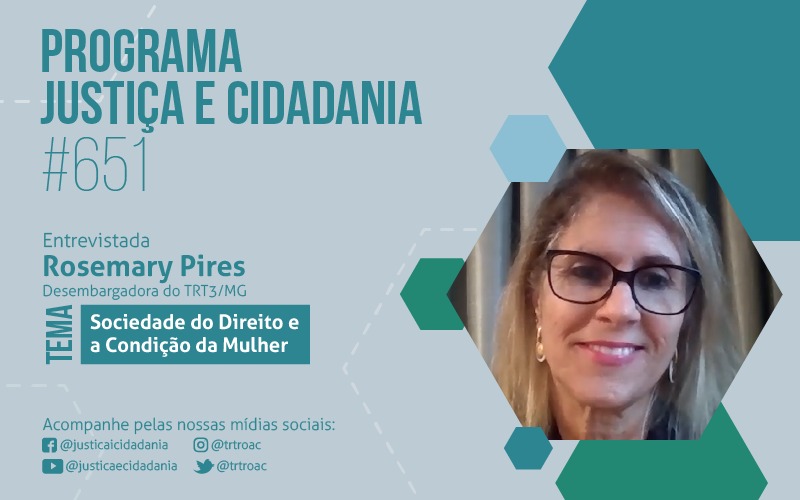 Imagem da desembargadora Rosemary Pires, entrevistada do programa de tv do TRT14
