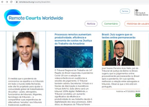 imagem recorte do portal internacional que destacou o TRT14 Digital